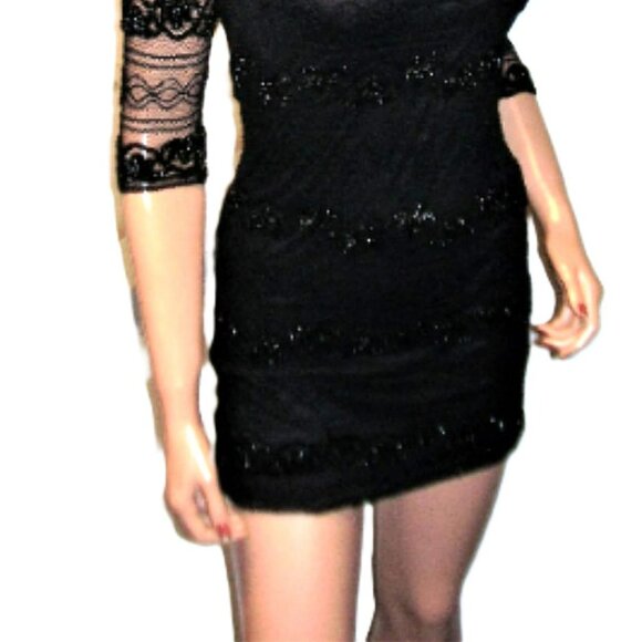 Be Envied Black Sheer Mesh Lace Dress M - Picture 3 of 6